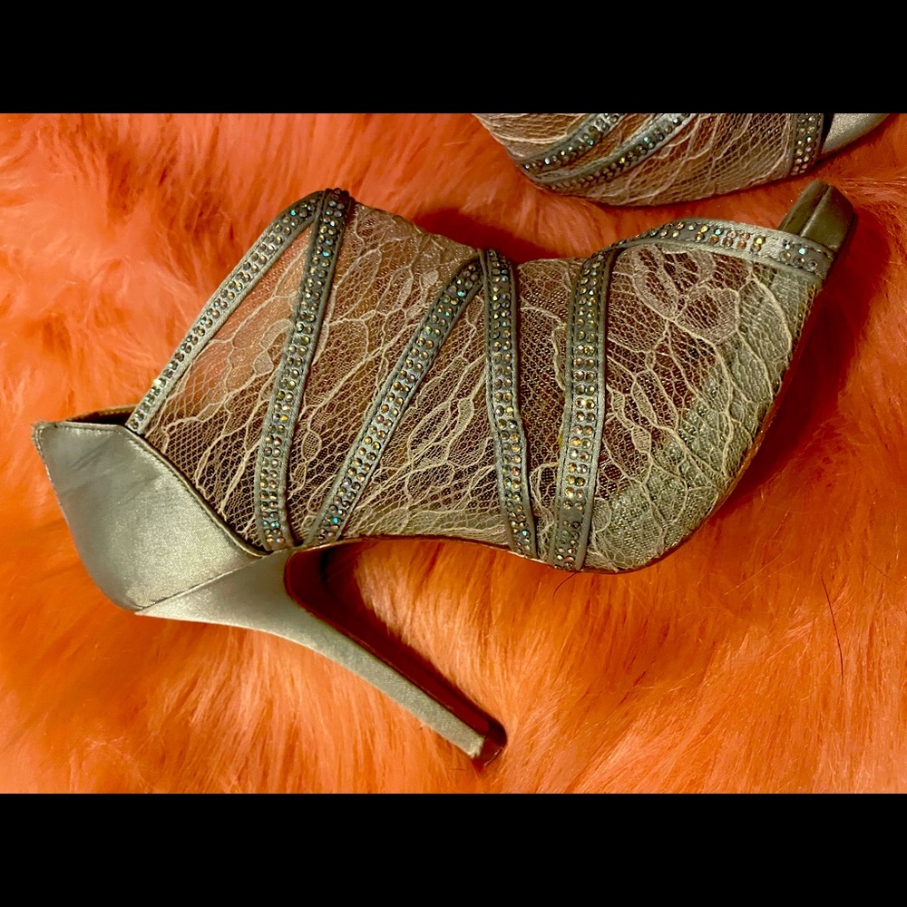 Silver stiletto booties